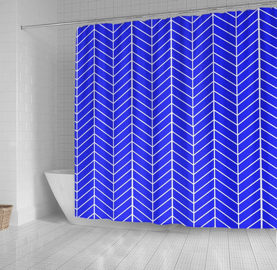 BigProStore Bathroom Curtain Blue Herringbone Shower Curtain Bathroom Wall Decor Ideas Herringbone Shower Curtain / Small (165x180cm | 65x72in) Herringbone Shower Curtain