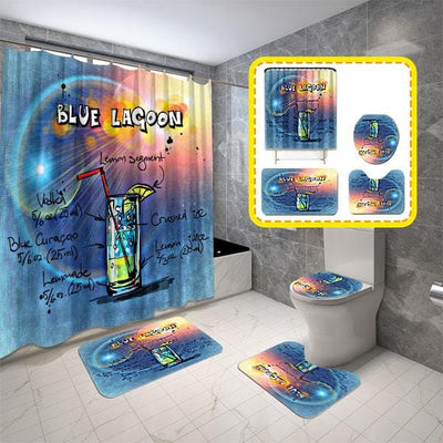 Lemon Bath Accessories Set Blue Lagoon Blue Small Bathroom Decor Ideas –  BigProStore