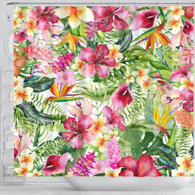 BigProStore Hawaii Shower Curtain Decor Bright Colorful Tropical Floral Botanical Leaves Shower Curtain Bathroom Wall Decor Ideas Hawaii Shower Curtain / Small (165x180cm | 65x72in) Hawaii Shower Curtain