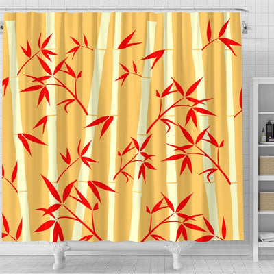 BigProStore Bamboo Bathroom Sets Beautiful Bright Happy Yellow Red Bamboo Plants Light Shower Curtain Bathroom Decor Sets Shower Curtain / Small (165x180cm | 65x72in) Shower Curtain