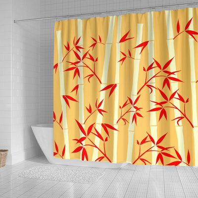BigProStore Bamboo Bathroom Sets Beautiful Bright Happy Yellow Red Bamboo Plants Light Shower Curtain Bathroom Decor Sets Shower Curtain