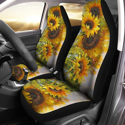 BigProStore Sunflower Seat Covers Bright Sunflower Watercolor Autozone Seat Covers Universal Fit (Set of 2 Car Seat Covers Car Seat Cover