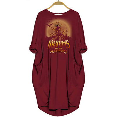 Brooms Are For Amateurs Halloween Women Pocket Dress