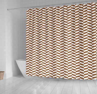 BigProStore Bathroom Curtain Brown Herringbone Shower Curtain Bathroom Curtains Herringbone Shower Curtain / Small (165x180cm | 65x72in) Herringbone Shower Curtain