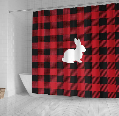 BigProStore Buffalo Bathroom Curtain Buffalo Plaid Rabbit Shower Curtain Home Bath Decor Buffalo Shower Curtain