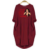 BigProStore Dear Santa Okurrr Christmas Black Woman Pocket Dress Red / S (4-6 US)(8 UK) Women Dress