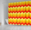 BigProStore Shower Curtain Decor Chevron Zigzag Design Yellow Orange Shower Curtain Small Bathroom Decor Ideas Herringbone Shower Curtain / Small (165x180cm | 65x72in) Herringbone Shower Curtain
