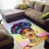 Colorful Background with Bubbles Beautiful African Woman Rug Gifts 2