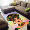 Colorful Background with Bubbles Beautiful African Woman Rug Gifts 3