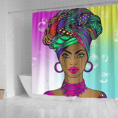 Beautiful African Woman Shower Curtain 3 Afro Girl Bathroom Accessories