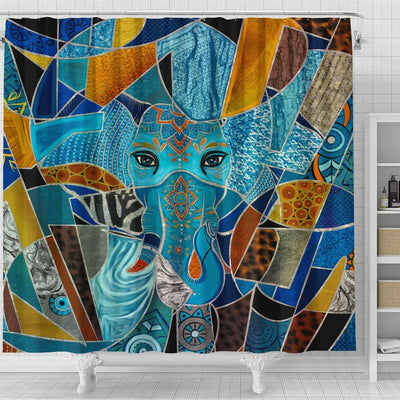 BigProStore Elephant Bathroom Decor Colorful Abstract Elephant Composition Bathroom Sets Shower Curtain / Small (165x180cm | 65x72in) Shower Curtain