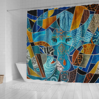 BigProStore Elephant Bathroom Decor Colorful Abstract Elephant Composition Bathroom Sets Shower Curtain