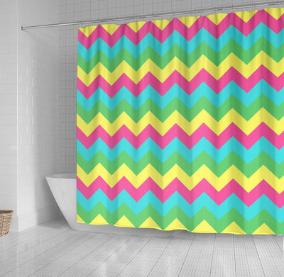 BigProStore Herringbone Bathroom Curtain Colorful Pastel Chevron Zigzag Desi Shower Curtain Bathroom Decor Herringbone Shower Curtain / Small (165x180cm | 65x72in) Herringbone Shower Curtain