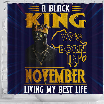 BigProStore Cool A Black King Was Born In November Birthday African American Art Shower Curtains Afrocentric Bathroom Decor BPS219 Shower Curtain