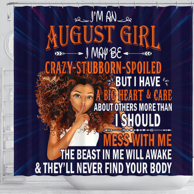 BigProStore Cool August Girl I May Be Crazy Stubborn Spoiled Black Women African American Themed Shower Curtains Afrocentric Style Designs BPS016 Shower Curtain