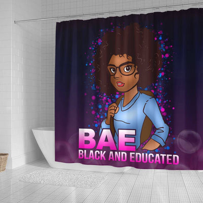 BigProStore Cool BAE Afro Girl Black And Educated Afrocentric Shower Curtains Afrocentric Bathroom Accessories BPS047 Small (165x180cm | 65x72in) Shower Curtain