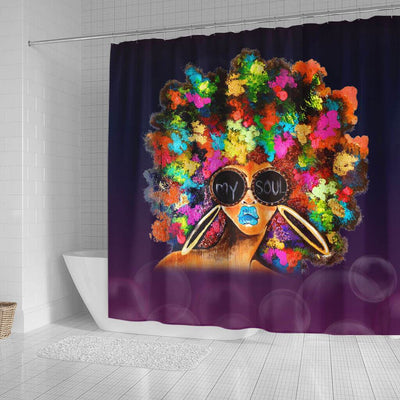 BigProStore Cool Black Girl Colorful Art Black History Shower Curtains Afro Bathroom Decor BPS075 Small (165x180cm | 65x72in) Shower Curtain