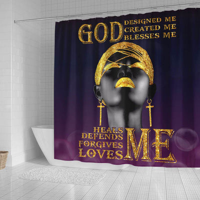 BigProStore Cool Black Woman God Designed Created Blessed Heals Defends Forgives Loves Me African American Bathroom Shower Curtains African Bathroom Decor BPS100 Small (165x180cm | 65x72in) Shower Curtain