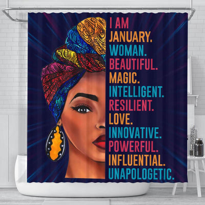 BigProStore Cool I Am January Woman Beautiful Magic African American Art Shower Curtains Afro Bathroom Accessories BPS094 Small (165x180cm | 65x72in) Shower Curtain