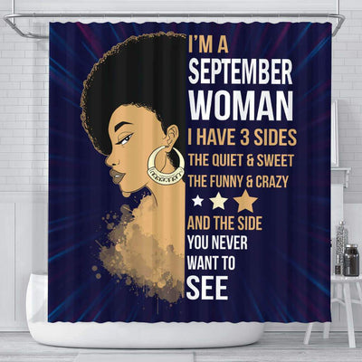 BigProStore Cool I'm A September Woman Afro Girl African American Print Shower Curtains Afrocentric Bathroom Decor BPS110 Small (165x180cm | 65x72in) Shower Curtain