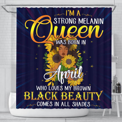 BigProStore Cool I'm A Strong Melanin April Queen Sunflower African American Themed Shower Curtains Afro Bathroom Accessories BPS111 Small (165x180cm | 65x72in) Shower Curtain