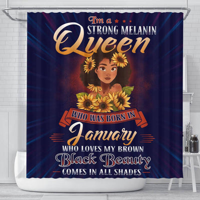 BigProStore Cool I'm A Strong Melanin Queen Born In January African American Inspired Shower Curtains Afrocentric Bathroom Decor BPS126 Small (165x180cm | 65x72in) Shower Curtain