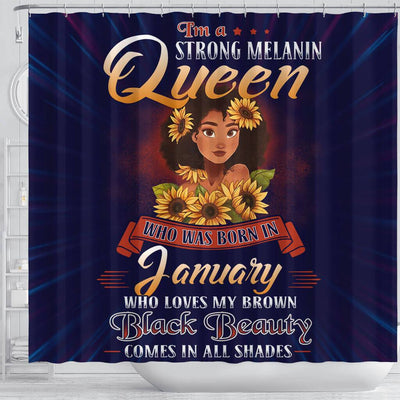 BigProStore Cool I'm A Strong Melanin Queen Born In January African American Inspired Shower Curtains Afrocentric Bathroom Decor BPS126 Shower Curtain