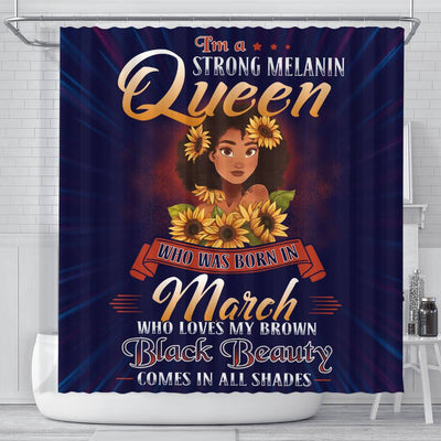 BigProStore Cool I'm A Strong Melanin Queen Born In March Black African American Shower Curtains Afro Bathroom Decor BPS129 Small (165x180cm | 65x72in) Shower Curtain