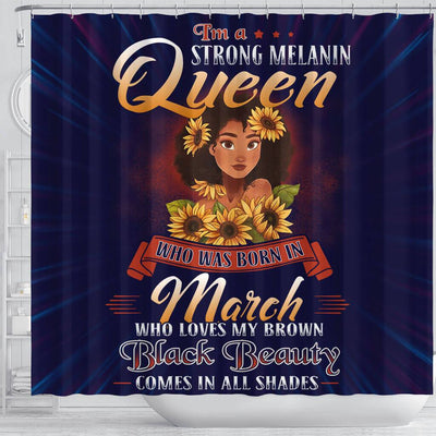 BigProStore Cool I'm A Strong Melanin Queen Born In March Black African American Shower Curtains Afro Bathroom Decor BPS129 Shower Curtain