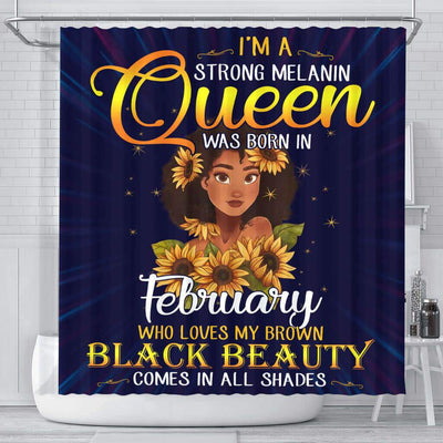 BigProStore Cool I'm A Strong Melanin Queen Was Born In February African American Themed Shower Curtains African Bathroom Decor BPS137 Small (165x180cm | 65x72in) Shower Curtain