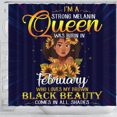 BigProStore Cool I'm A Strong Melanin Queen Was Born In February African American Themed Shower Curtains African Bathroom Decor BPS137 Shower Curtain