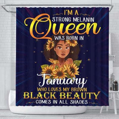 BigProStore Cool I'm A Strong Melanin Queen Was Born In January African Style Shower Curtains Afrocentric Bathroom Accessories BPS138 Small (165x180cm | 65x72in) Shower Curtain