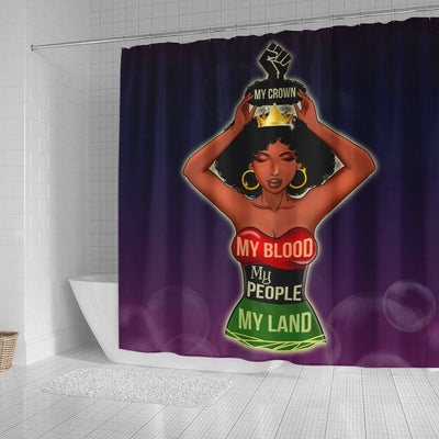 BigProStore Cool My Crown My Blood My People My Land Afro Lady African American Art Shower Curtains African Style Designs BPS173 Small (165x180cm | 65x72in) Shower Curtain