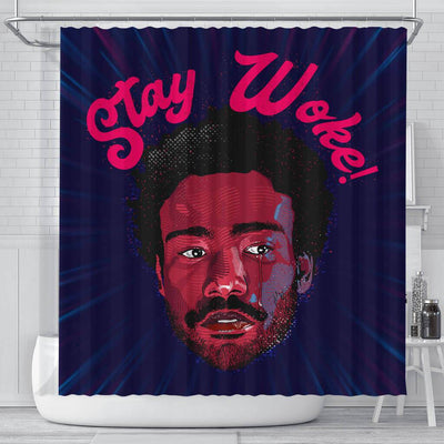 BigProStore Cool Stay Woke Afro Man African American Print Shower Curtains Afrocentric Style Designs BPS212 Small (165x180cm | 65x72in) Shower Curtain