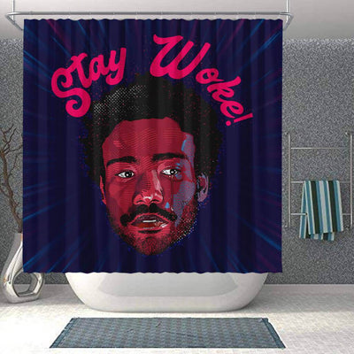 BigProStore Cool Stay Woke Afro Man African American Print Shower Curtains Afrocentric Style Designs BPS212 Shower Curtain