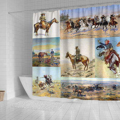 BigProStore Shocur Horse Shower Curtain Wonderful Cowboy Western Popular Shower Curtain Bathroom Accessories Set Horse Shower Curtain / Small (165x180cm | 65x72in) Horse Shower Curtain