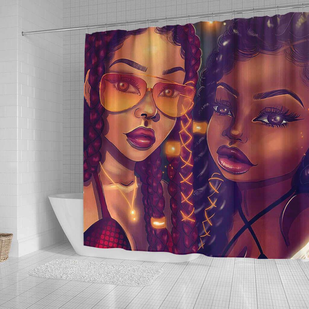 Cute African Print Melanin Afro Woman Colorful Art Shower Curtain Set –  BigProStore