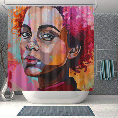 BigProStore Cute African Style Shower Curtain Afro Lady Bathroom Decor Accessories BPS0169 Small (165x180cm | 65x72in) Shower Curtain
