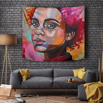 BigProStore African Tapestry Wall Hanging Cute Girl With Afro Themed Afro Woman African Modern Wall Decor Tapestry / S (51"x60" / 130x150cm) Tapestry