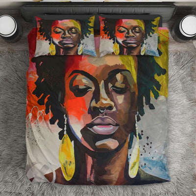 BigProStore Afrocentric Bedding Sets Cute Afro American Melanin Woman African Duvet Cover Sets Bedding Sets / TWIN SIZE (68"x86" / 172x220cm) Bedding Sets