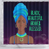 BigProStore Cute Afro Black Beautiful Brave Blessed Girl African American Themed Shower Curtains Afro Bathroom Decor BPS016 Shower Curtain