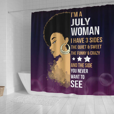 BigProStore Cute Afro Girl I'm A July Woman African American Print Shower Curtains African Bathroom Accessories BPS023 Small (165x180cm | 65x72in) Shower Curtain