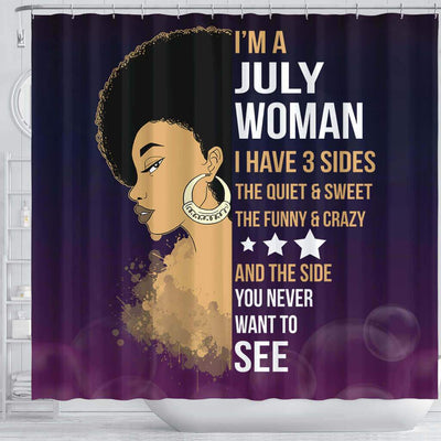 BigProStore Cute Afro Girl I'm A July Woman African American Print Shower Curtains African Bathroom Accessories BPS023 Shower Curtain