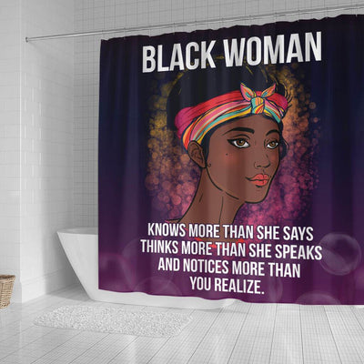 BigProStore Cute Black Woman Knows More Than She Says Thinks More Than She Speaks African American Bathroom Shower Curtains Afrocentric Bathroom Decor BPS102 Small (165x180cm | 65x72in) Shower Curtain