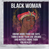 BigProStore Cute Black Woman Knows More Than She Says Thinks More Than She Speaks African American Bathroom Shower Curtains Afrocentric Bathroom Decor BPS102 Shower Curtain