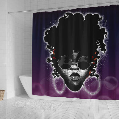 BigProStore Cute Fashion Afro Girl African American Bathroom Shower Curtains African Bathroom Decor BPS117 Small (165x180cm | 65x72in) Shower Curtain