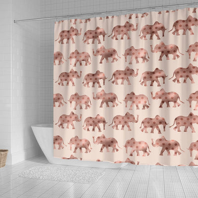 BigProStore Elephant Bathroom Decor Cute Girly Pink Rose Gold Polka Dot Elephants Bathroom Sets Shower Curtain
