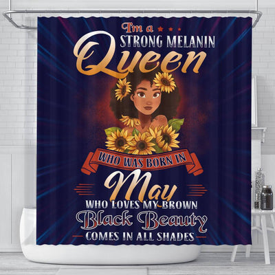 BigProStore Cute I'm A Strong Melanin Queen Born In May Black History Shower Curtains Afro Bathroom Decor BPS130 Small (165x180cm | 65x72in) Shower Curtain