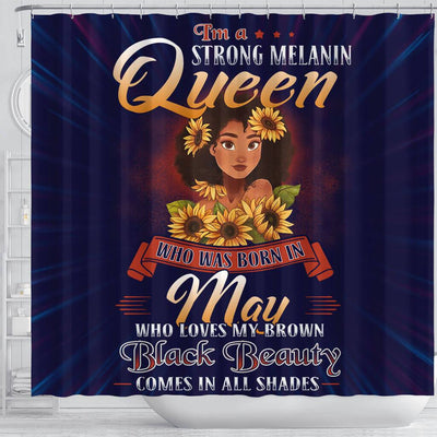 BigProStore Cute I'm A Strong Melanin Queen Born In May Black History Shower Curtains Afro Bathroom Decor BPS130 Shower Curtain