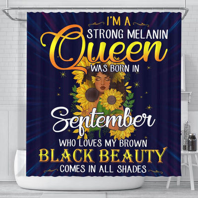 BigProStore Cute I'm A Strong Melanin September Queen Sunflower African American Inspired Shower Curtains African Bathroom Accessories BPS146 Small (165x180cm | 65x72in) Shower Curtain